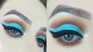 Aqua Spring Cut Crease Makeup Tutorial | Cut Crease For Hooded Eyes