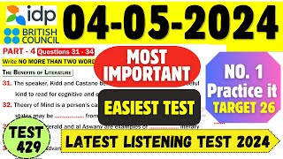 IELTS Listening Practice Test 2024 with Answers | 04.05.2024 | Test No - 429