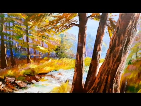 How to paint landscape with acrylics/ time-lapse acrylic painting ...