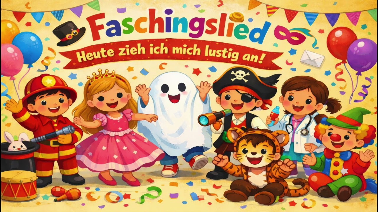 🎉 Faschingslied für Kinder | Lustiges Kindergartenlied mit Kostümen 🎭👶