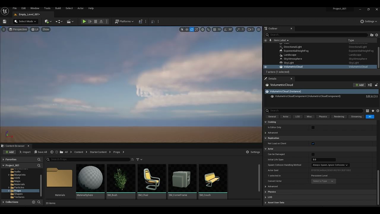 Unreal Engine 5 Tutorial 014-10 Add Volumetric Clouds 雲（ボリュメトリック クラウド）の ...