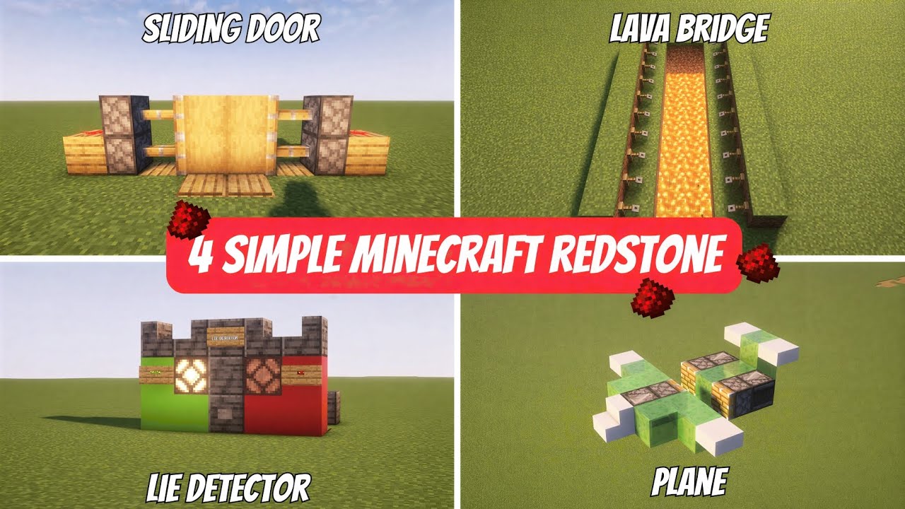 4 SIMPLE MINECRAFT REDSTONE BUILD! 