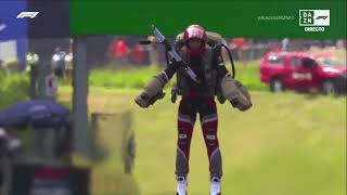 20230702 14:30 F1 Austria Rocket Man with jetpack crashes and survives experimental experiment