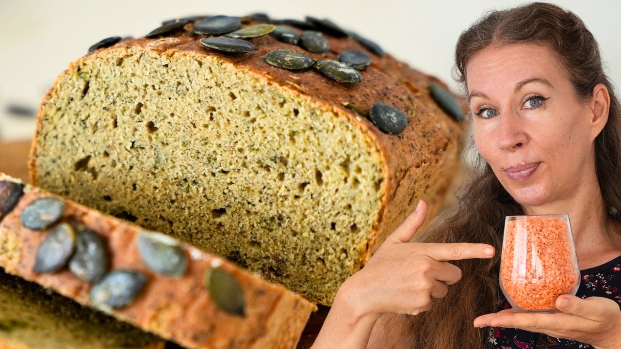 לחם עדשים אדומות רך ללא קמח