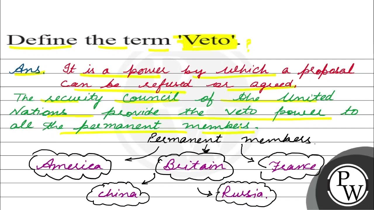 Define the term Veto. Ans. It is a power by which a proposal can be