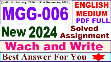 MGG 006 solved assignment 2024 / mgg 006 solved assignment 2024 in English / MSCPH mgg 006 2024