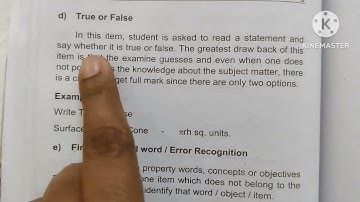 Types of test items/sem2 newsyllabus/ assessment for learning/unit 3/ B.Ednotes