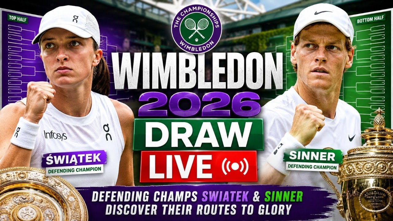 Wimbledon 2026 Draw LIVE: Defending champs Swiatek & Sinner discover their routes to glory