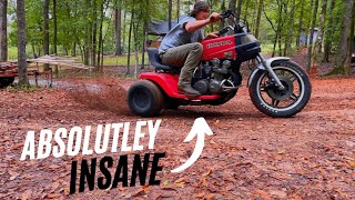 CRAZY CUSTOM 1980 HONDA CB 900 MOTORCYCLE LAWNMOWER TRIKE THAT SAT FOR YEARS, NOW RIPS!! by The Home Pros 59,537 views 7 months ago 30 minutes