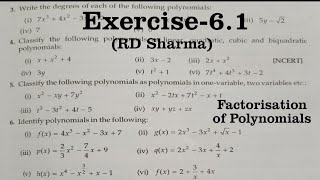 RD Sharma Solutions for Class 9 Maths Chapter 6 Factorisation of Polynomials Exercise 6.1 Q1 to Q8