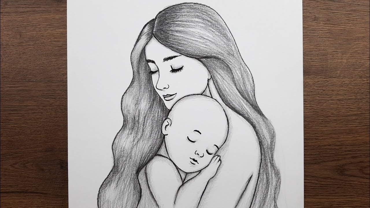 How To Draw A Mother And Baby (Step-by-Step)