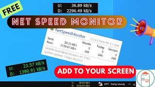 How to Add an Internet Speed Meter  on Taskbar | Net Speed Monitor screenshot 3