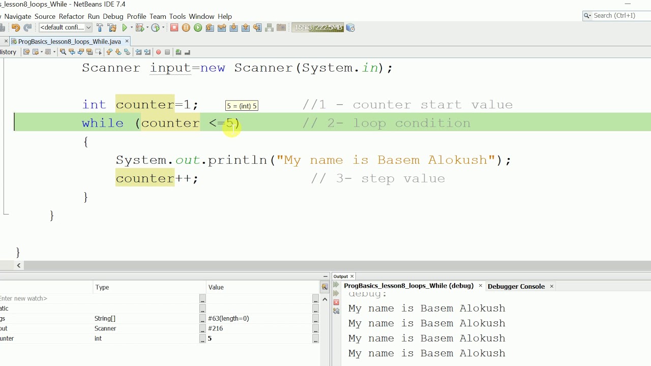 progBasics lesson8 loops while - مبادئ البرمجة - الدرس الثامن - YouTube