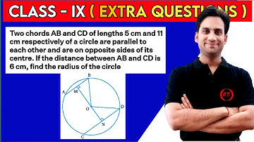 Two chords AB and CD of lengths 5 cm and 11 cm respectively of a circle are parallel to each other