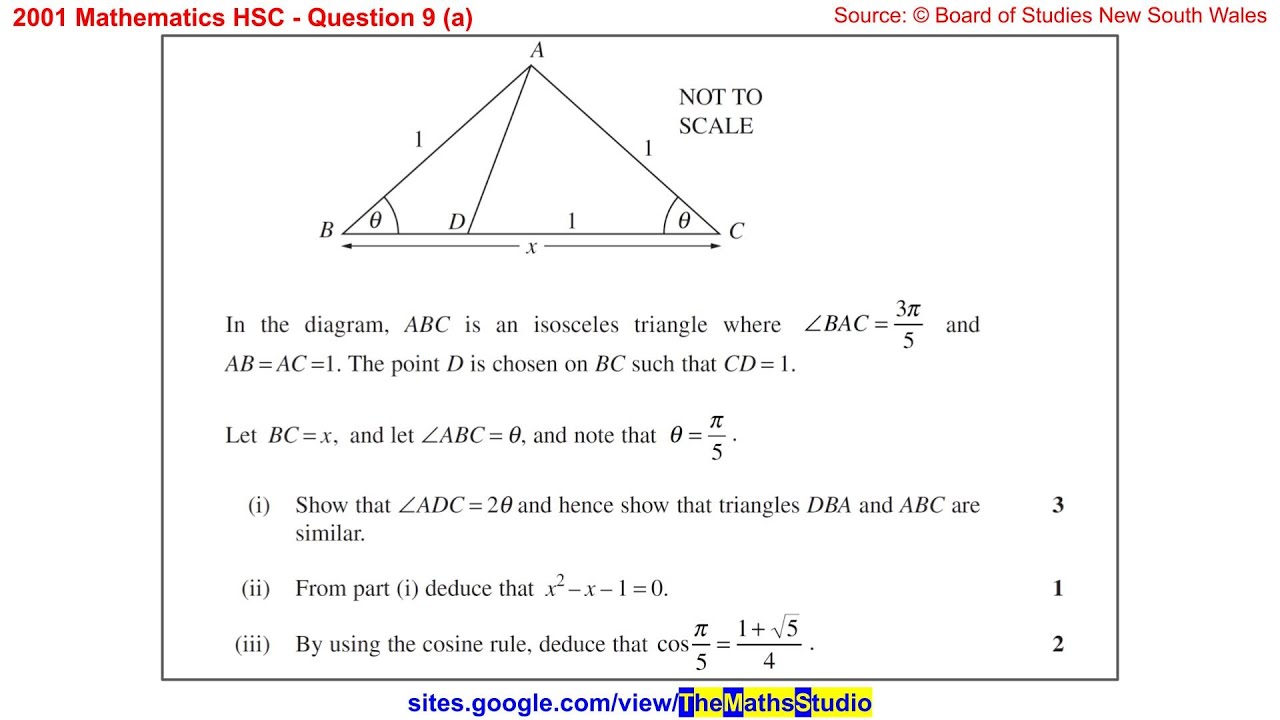 2001 Maths 2u HSC Q9a How To Do Geometric Proof With Cosine Rule 2001-maths-2u-hsc-q9a-how-to-do-geometric-proof-with-cosine-rule