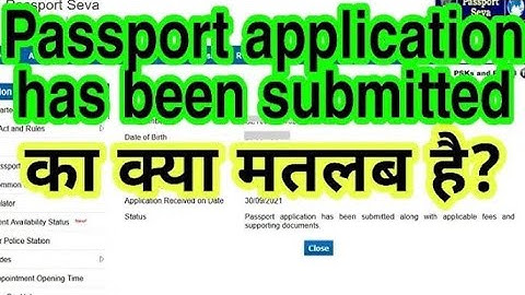Passport application has been submitted along with applicable fees and supporting documents.