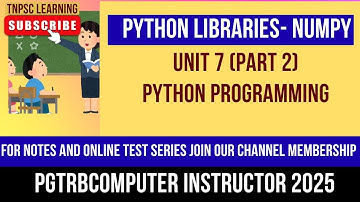 PGTRB Score High : NumPy-  Python Library -Python Programming unit 7(Part 2)