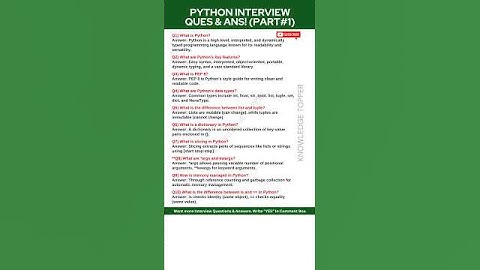 Python Interview Questions and Answers - Part 1