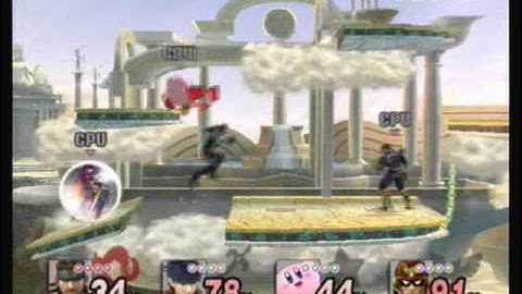 Super Smash Bros. Brawl - Snake(P1) VS. Ike(CPU) VS. Kirby(CPU) VS. Captain Falcon(CPU)