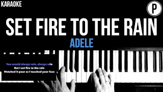 Adele - Set Fire To The Rain Karaoke Slowed Acoustic Piano Instrumental Cover Lyrics
