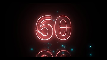 60 Seconds Neon Countdown 1 Minute 4K Video
