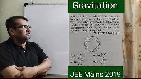Four identical particles of mass M are located at the corners of the square of side aWhat should be