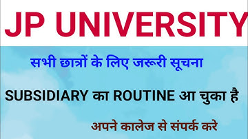 JP UNIVERSITY PART 2 SUBSIDIARY ROUTINE