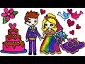 Wedding Bride and Groom Rainbow Glittter Jelly Painting- Art and craft for preschool kids