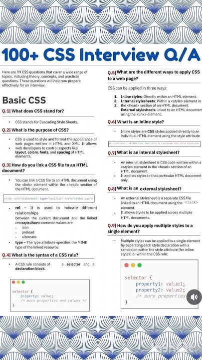 100+ CSS interview Q/A, practice questions of CSS theory#css # ...