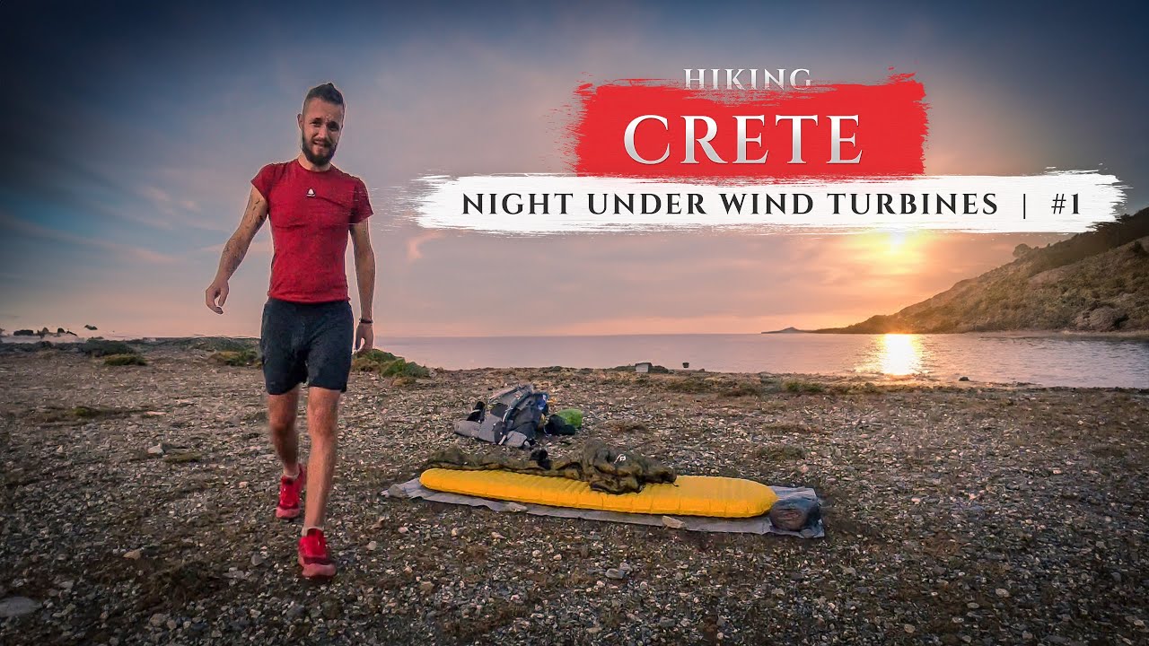 Hiking alone around Crete - Night Under Wind Turbines (PART 1