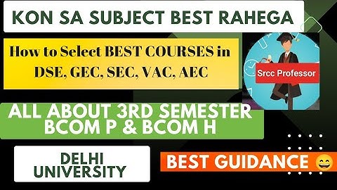Which subjects to choose DSE, GE, SEC, AEC for Bcom prog & Bcom h | Semester 3 | Delhi University