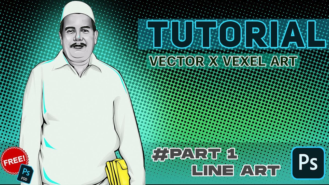 TUTORIAL Vector X Vexel Art GrayScale Hafltone Style Photoshop #1 Line art/speed up 2.5