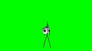 Stickman Kick A Ball And Taking In Hand Green Screen