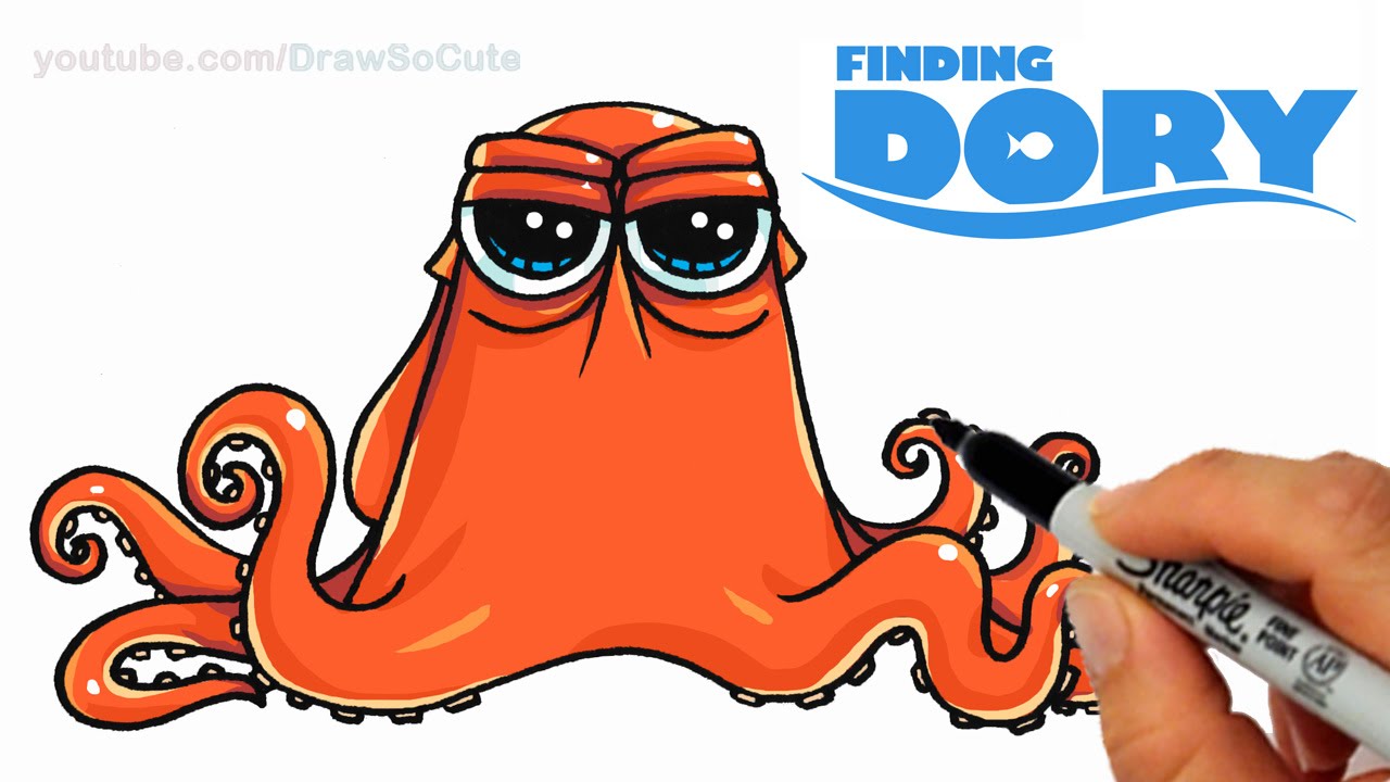 ⁣How to Draw Hank the Octopus from 'Finding Dory' step by step