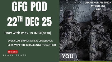 Row with  max 1s | GFG | O(n + m) |Optimal Solution | DSA Interview Problem| POD