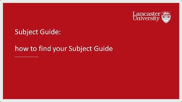 How to find your subject guide