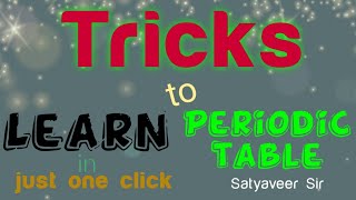 Tricks to learn periodic table in 10 min definitely by Satyaveer Sir