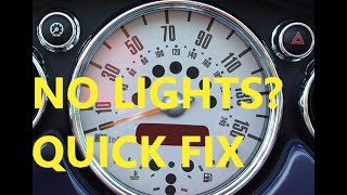 MINI Cooper dash lights not working illuminating tach problem fixed