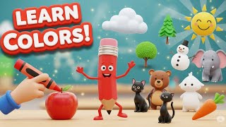 رحلة ممتعة في عالم الألوان Learn Colors In 3D For Kids With Dancing Pencil Apple
