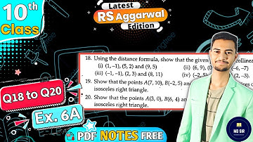 Exercise 6A Q18 to Q20 | Rs Aggarwal Class 10 | Coordinate Geometry | CBSE 2023 - 24 | MD Sir