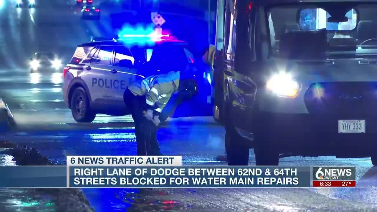 Water main break on Dodge forces lane restrictions - YouTube