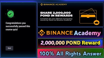 Binance Academy New Course || POND Reward Pool || New Offchain Computing Course || How To Particip.