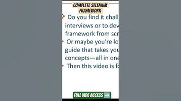 Complete selenium framework video and documentation