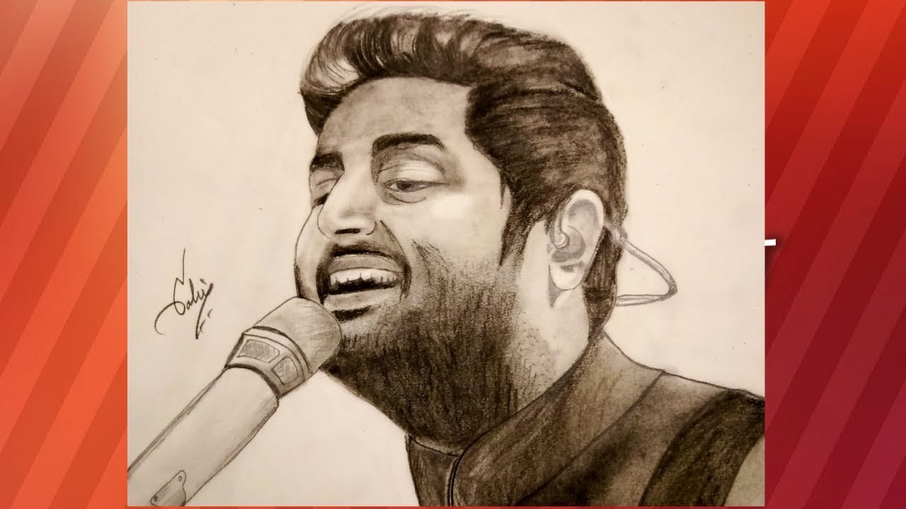Arijit Singh sketch only charcoal pencil YouTube