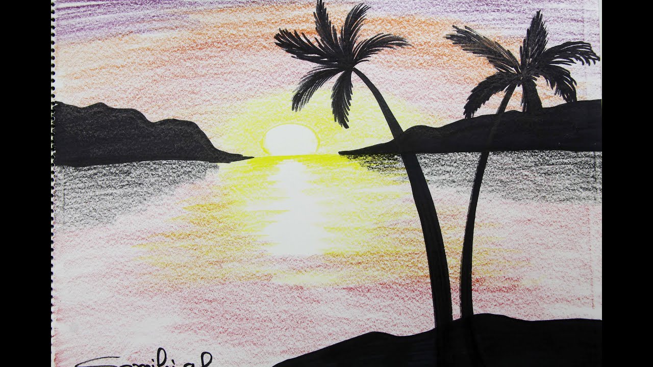 Как нарисовать закат маркерами