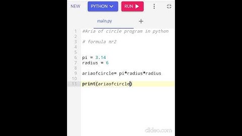 Aria of circle program in python | Aria of circle kaise nikalte hai python se #python #coding
