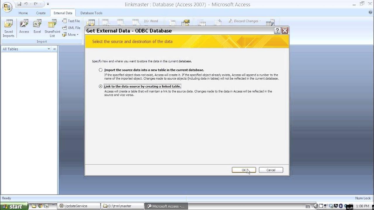 sql server front end access link part 2 connect - YouTube