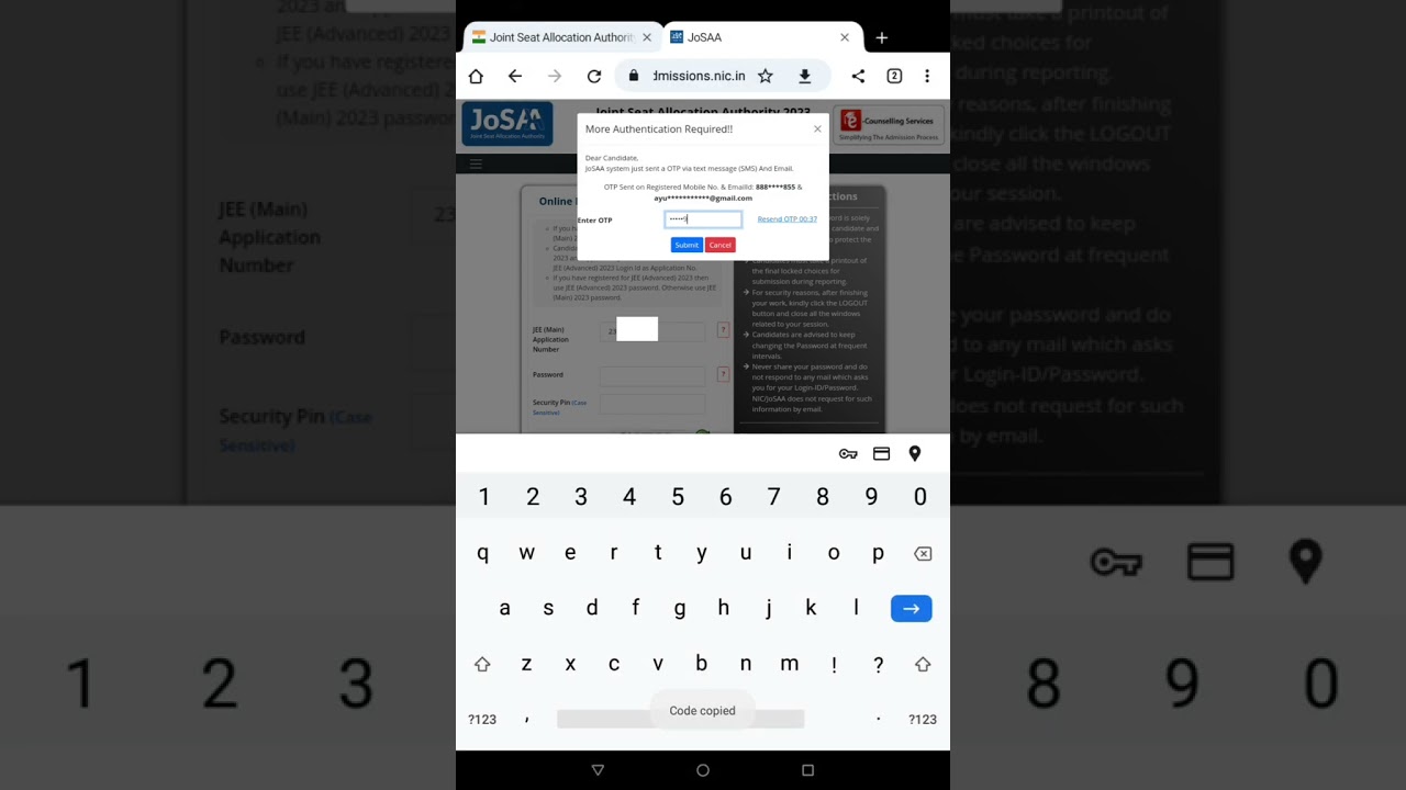 How to pay partial admission fee jossa 2023 