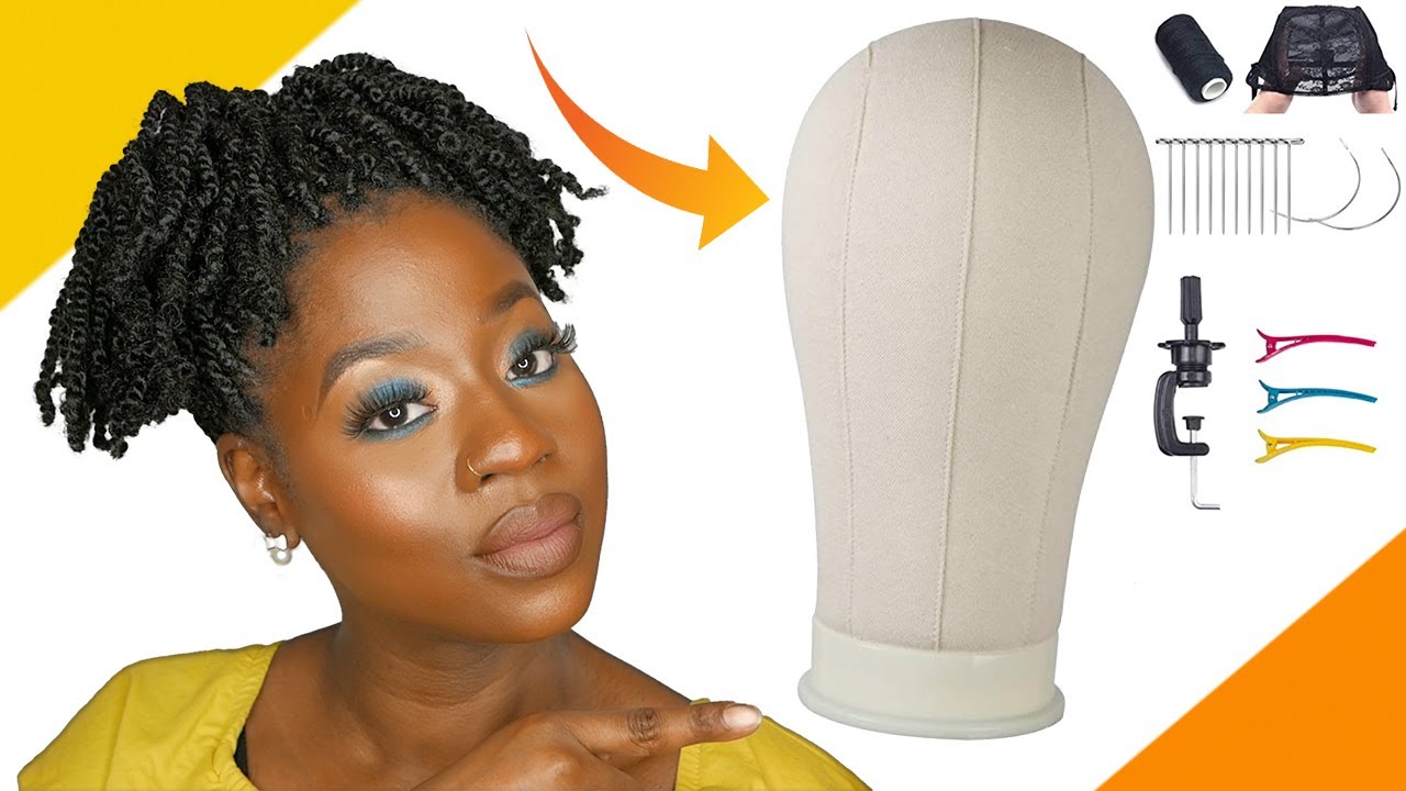 Canvas Block Head Mannequin Head for Wig Making - YouTube