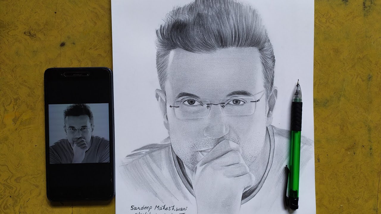 Sandeep Maheshwari Sketch  sandeepmaheshwari madartist madart  madparmararts  YouTube